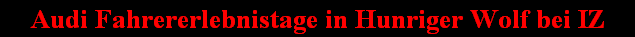 Audi Fahrererlebnistage in Hunriger Wolf bei IZ